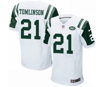 Men's New York Jets #21 LaDainian Tomlinson White Road NFL Nike Elite Jersey