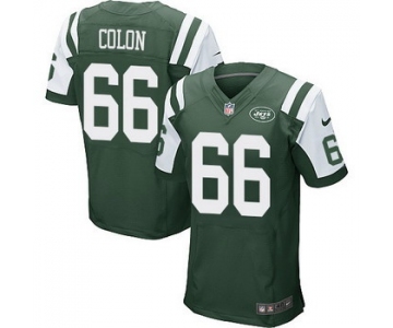 Men's New York Jets #66 Willie Colon Green Team Color NFL Nike Elite Jersey