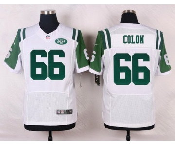 Men's New York Jets #66 Willie Colon White Road NFL Nike Elite Jersey