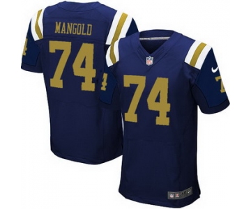 Men's New York Jets #74 Nick Mangold Navy Blue Alternate NFL Nike Elite Jersey