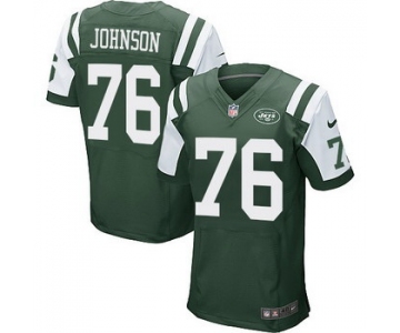 Men's New York Jets #76 Wesley Johnson Green Team Color NFL Nike Elite Jersey