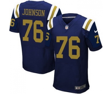 Men's New York Jets #76 Wesley Johnson Navy Blue Alternate NFL Nike Elite Jersey