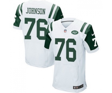 Men's New York Jets #76 Wesley Johnson White Road NFL Nike Elite Jersey
