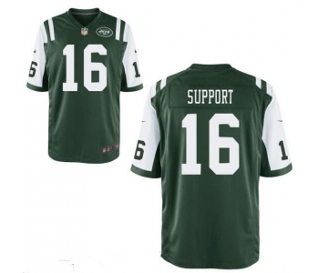 Men's New York Jets Resolute Support #16 Resolute Green Team Color Stitched NFL Nike Elite Jersey