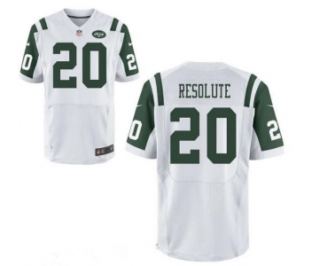 Men's New York Jets Resolute Support #20 Resolute White Road Stitched NFL Nike Elite Jersey