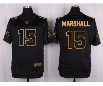 Nike Jets #15 Brandon Marshall Black Men's Stitched NFL Elite Pro Line Gold Collection Jersey