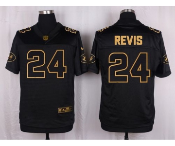 Nike Jets #24 Darrelle Revis Black Men's Stitched NFL Elite Pro Line Gold Collection Jersey