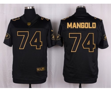 Nike Jets #74 Nick Mangold Black Men's Stitched NFL Elite Pro Line Gold Collection Jersey