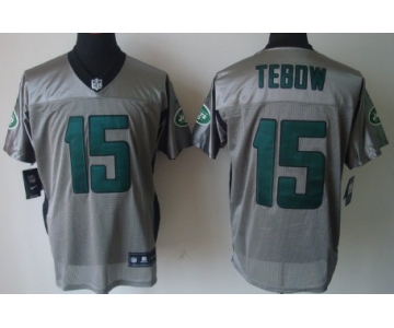 Nike New York Jets #15 Tim Tebow Gray Shadow Elite Jersey