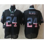 Nike New York Jets #24 Darrelle Revis 2014 USA Flag Fashion Black Elite Jersey