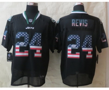 Nike New York Jets #24 Darrelle Revis 2014 USA Flag Fashion Black Elite Jersey