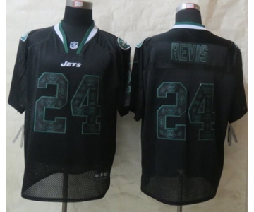 Nike New York Jets #24 Darrelle Revis Lights Out Black Ornamented Elite Jersey