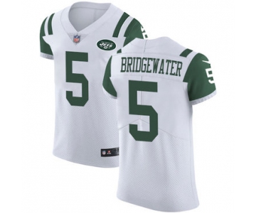 Nike New York Jets #5 Teddy Bridgewater White Men's Stitched NFL Vapor Untouchable Elite Jersey