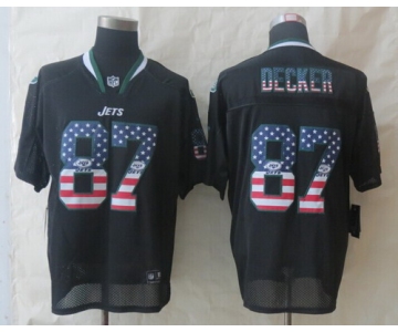 Nike New York Jets #87 Eric Decker  2014 USA Flag Fashion Black Elite Jersey