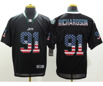 Nike New York Jets #91 Sheldon Richardson 2014 USA Flag Fashion Black Elite Jersey