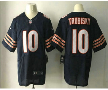 Men's 2017 NFL Draft Chicago Bears #10 Mitchell Trubisky Navy Blue Team Color Stitched NFL Nike Elite Jersey