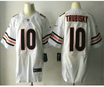 Men's 2017 NFL Draft Chicago Bears #10 Mitchell Trubisky White Road Stitched NFL Nike Elite Jersey