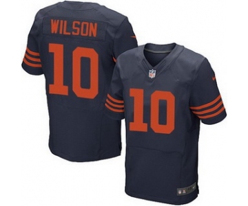 Men's Chicago Bears #10 Marquess Wilson Navy Blue With Orange Alternate NFL Nike Elite Jersey