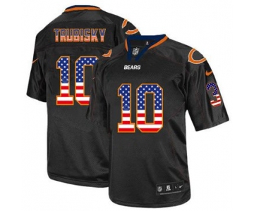 Men's Chicago Bears #10 Mitchell Trubisky Black USA Flag Fashion Stitched NFL Nike Elite Jersey