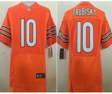 Men's Chicago Bears #10 Mitchell Trubisky Orange Alternate Stitched NFL Nike Elite Jersey