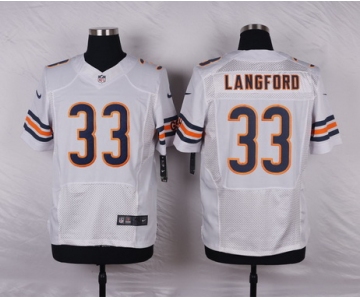 Men's Chicago Bears #33 Jeremy Langford White Road NFL Nike Elite Jersey