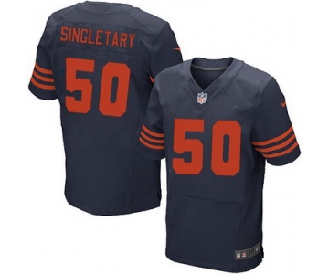 Men's Chicago Bears #50 Mike Singletary Navy Blue With Orange Retired Player NFL Nike Elite Jersey