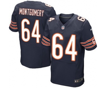 Men's Chicago Bears #64 Will Montgomery Navy Blue Team Color NFL Nike Elite Jersey