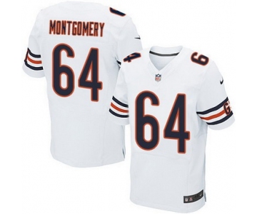 Men's Chicago Bears #64 Will Montgomery White Road NFL Nike Elite Jersey