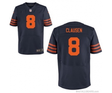 Men's Chicago Bears #8 Jimmy Clausen Navy Blue With Orange Alternate NFL Nike Elite Jersey