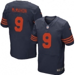 Men's Chicago Bears #9 Jim McMahon Navy Blue With Orange Retired Player NFL Nike Elite Jersey