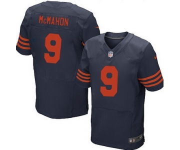 Men's Chicago Bears #9 Jim McMahon Navy Blue With Orange Retired Player NFL Nike Elite Jersey