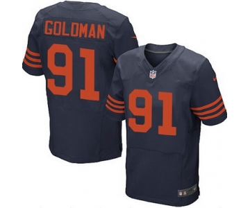 Men's Chicago Bears #91 Eddie Goldman Navy Blue With Orange Alternate NFL Nike Elite Jersey