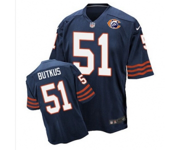 Nike Bears #51 Dick Butkus Navy Blue Throwback Men's Stitched NFL Elite Jersey