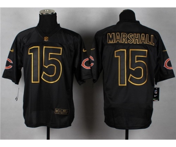 Nike Chicago Bears #15 Brandon Marshall 2014 All Black/Gold Elite Jersey