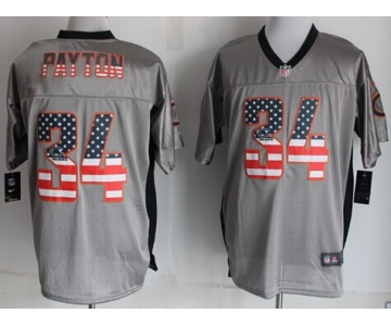 Nike Chicago Bears #34 Walter Payton 2014 USA Flag Fashion Gray Elite Jersey