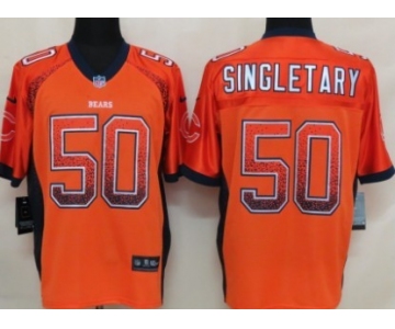 Nike Chicago Bears #50 Mike Singletary Drift Fashion Orange Elite Jersey