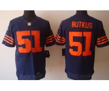 Nike Chicago Bears #51 Dick Butkus Blue With Orange Elite Jersey