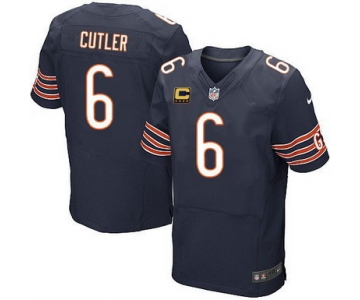 Nike Chicago Bears #6 Jay Cutler Blue C Patch Elite Jersey