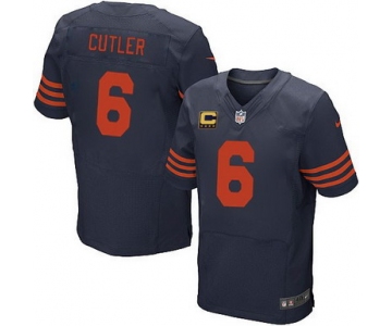 Nike Chicago Bears #6 Jay Cutler Blue With Orange C Patch Elite Jersey