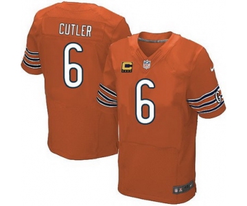 Nike Chicago Bears #6 Jay Cutler Orange C Patch Elite Jersey