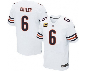 Nike Chicago Bears #6 Jay Cutler White C Patch Elite Jersey