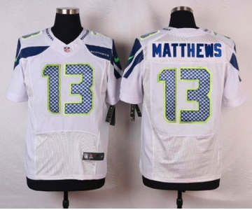 Men's Seattle Seahawks #13 Chris Matthews White Road NFL Nike Elite Jersey