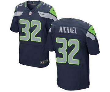 Men's Seattle Seahawks #32 Christine Michael Navy Blue Team Color NFL Nike Elite Jersey