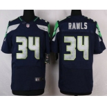 Men's Seattle Seahawks #34 Thomas Rawls Navy Blue Team Color NFL Nike Elite Jersey