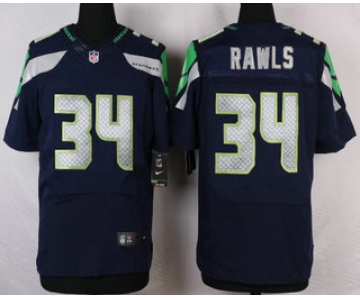 Men's Seattle Seahawks #34 Thomas Rawls Navy Blue Team Color NFL Nike Elite Jersey