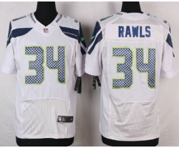 Men's Seattle Seahawks #34 Thomas Rawls White Road NFL Nike Elite Jersey