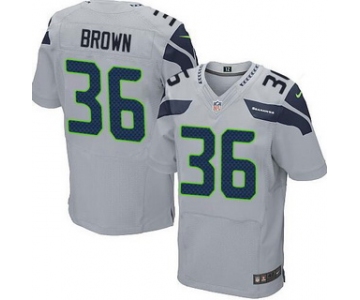 Men's Seattle Seahawks #36 Bryce Brown Gray Alternate NFL Nike Elite Jersey