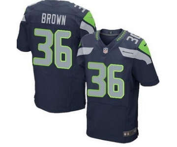 Men's Seattle Seahawks #36 Bryce Brown Navy Blue Team Color NFL Nike Elite Jersey