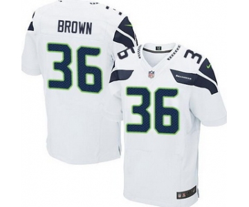 Men's Seattle Seahawks #36 Bryce Brown White Road NFL Nike Elite Jersey