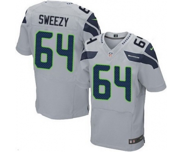 Men's Seattle Seahawks #64 J. R. Sweezy Gray Alternate NFL Nike Elite Jersey